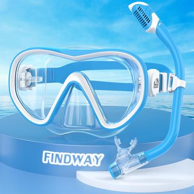 Findway Kids Snorkel Set Features Tempered Easy To Attach and UV and Antibacterial Suitable for Beginners and (2-piece Set) Glass, Detach,
