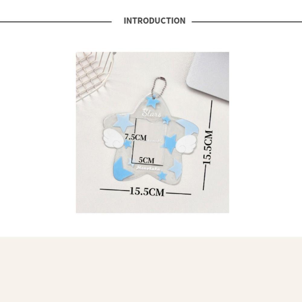Star Shape Kpop Photo Card Holder Keychain Pendant Portable Idol Photo Card Cover PVC Cute 3 Inch Mini Photo Holder Girls