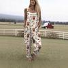 Women's Sleeveless Mid Rise 3D Digital Print Loose Casual Overalls Jumpsuit For Summer