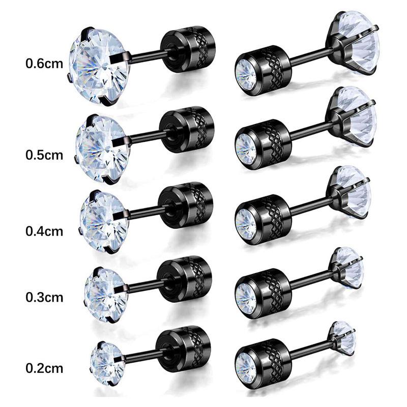 European and American Four-Claw Zircon Earrings: Embossed Anti-Slip Double Diamond Cartilage Studs