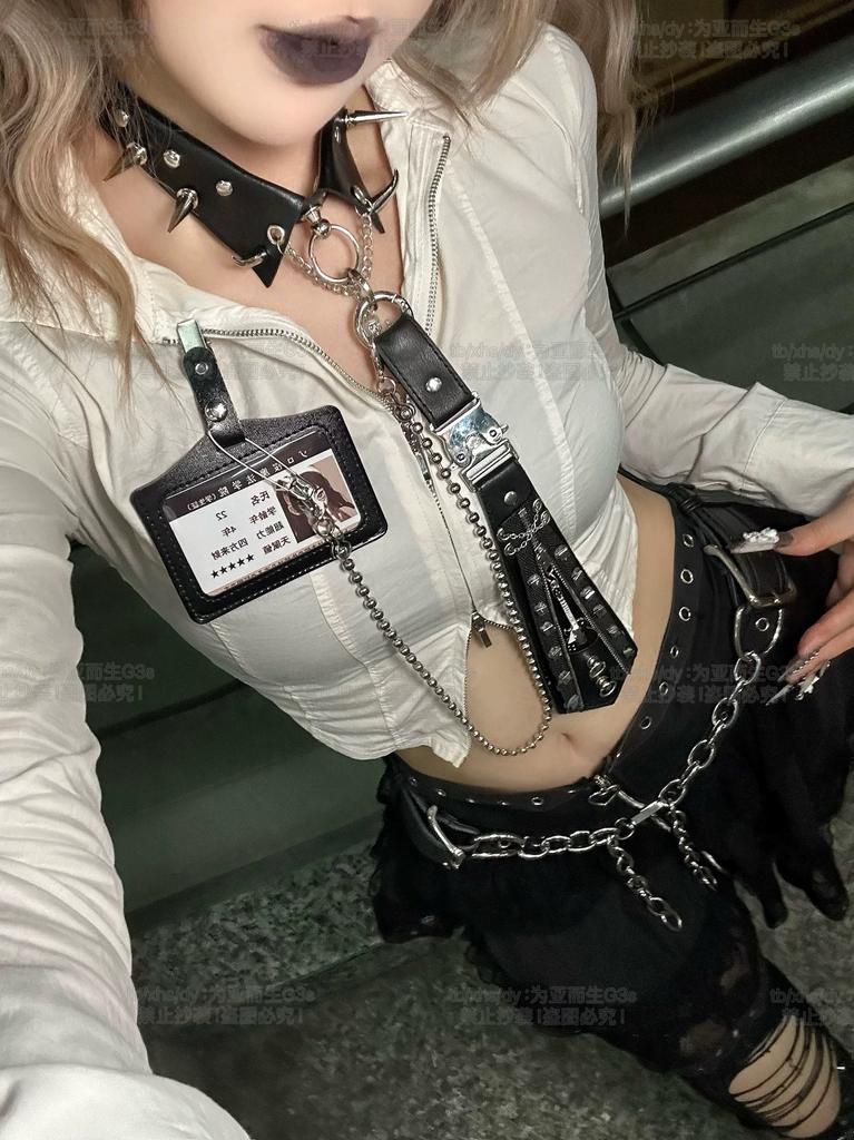 2026 Rebite Gótico Punk Rock Couro PU Gravata Feminina Hip Hop Vintage Y2K Gravata de Pescoço Presente Para Namorada