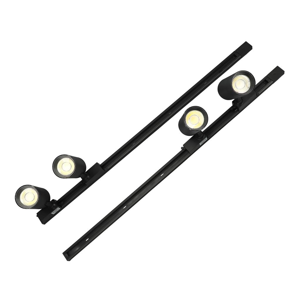 Track Lighting Kit Black Shell 85V?265V Wide Voltage LED 30W 4 Lights 6000K White Angle Adjustable
