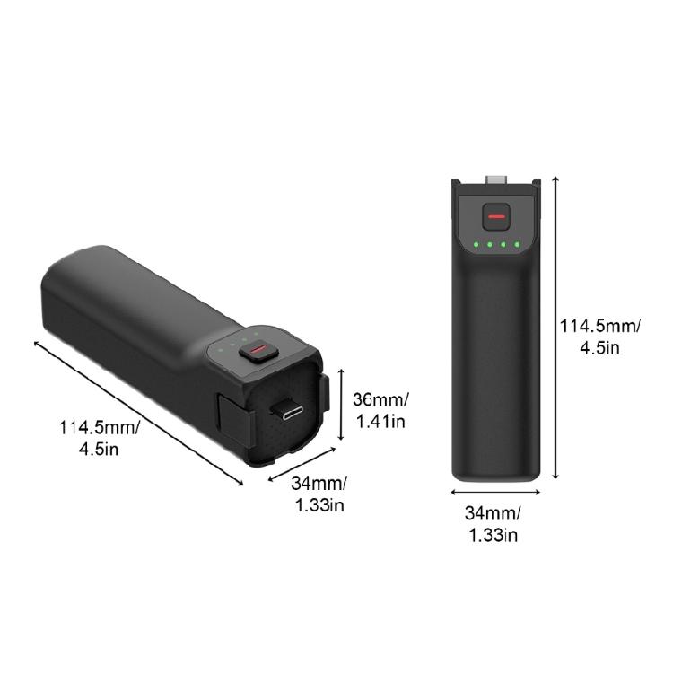 Rechargeable Camera Power Handle with Front Control Button, Status Lights, Type C Output, and 1/4 Threaded Hole Mount