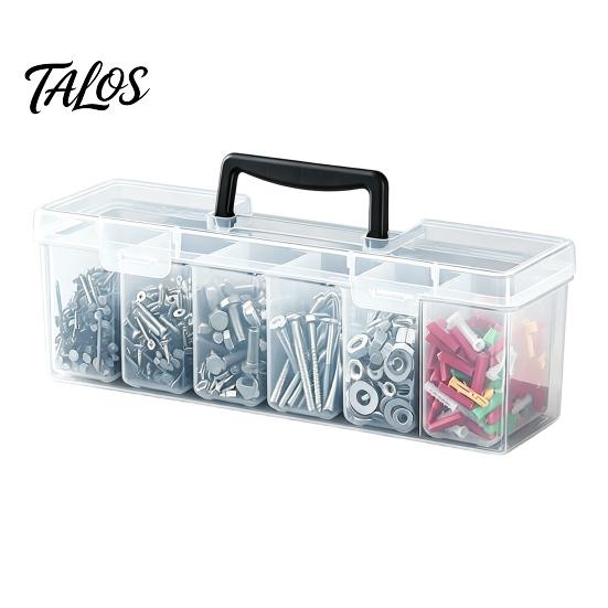 Talos Hardware Storage Box, with Handle Transparent Stackable Dust-Proof Organizer, for Tools Spices Art Supplies Office Accessories