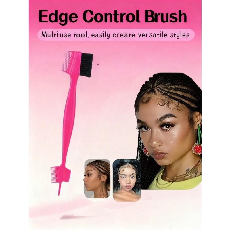 1PC Double Sided Edge Control Brush, 3-In-1 Styling Tool With Boar Bristles For Smooth Baby Hair And Eyebrows, Professional Hair Edge Brush