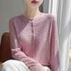Silk Wool Women's Soft Waffle Knit Cardigan - Autumn Single-Breasted Thin Elegant Jacket