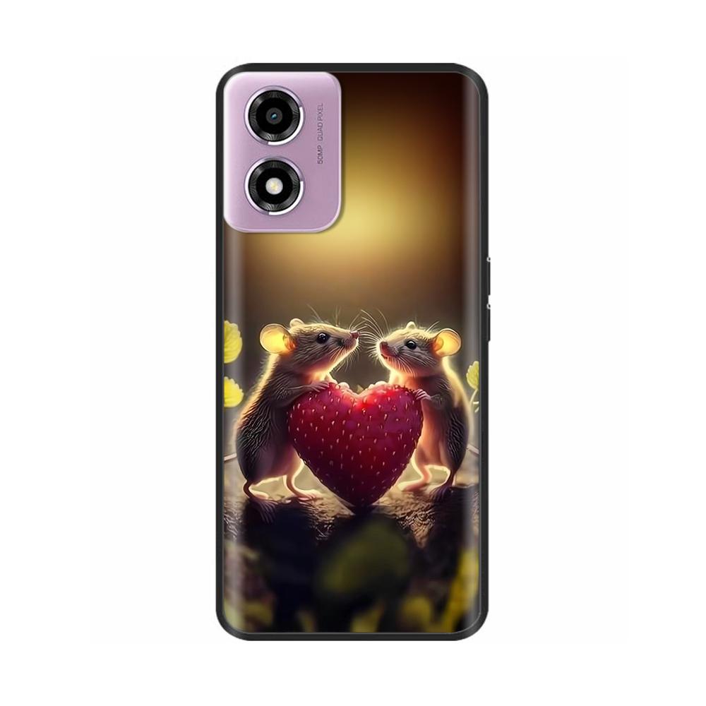 Für Motorola Moto E14 Hülle Niedliche Bemalte Weiche Schwarze Silikonhülle 6,56'' Stoßfeste Handyhülle Für Motorola E14 E 14 MotoE14 Taschen