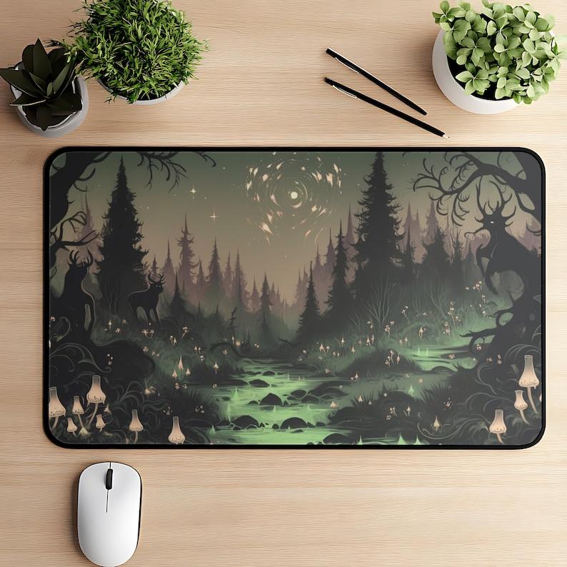 Night Forest Themed Mouse Pad Nonslip and Waterproof Mouse Pad Office Gaming Desk Decoration Pad Perfect Gift for Friends LockEdge 400x800x2mm