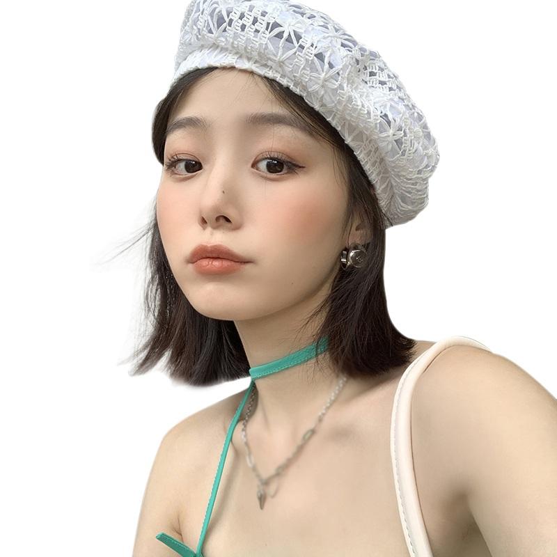 

Женские шляпы Шляпа художника Дышащая тонкая летняя полые цветочные узоры