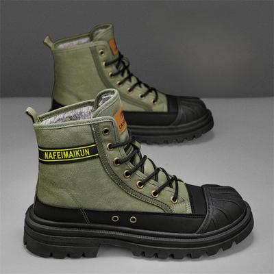 Men's Boots Winter New Platform Plush Men's Work Ankle Boots Warm Thickened Outdoor Waterproof Cotton Combat Men's Snow Boots