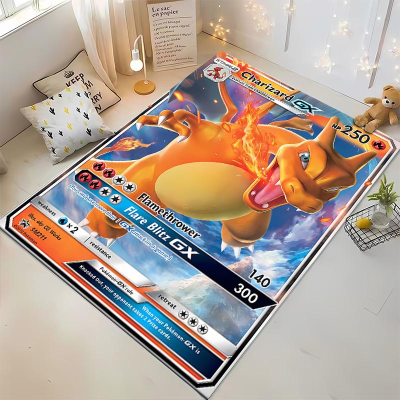 Potdemiel Japanese Anime Pokemon Charizard Card Pattern Carpets Bedroom Mats Rug Bedroom Decor Carpet Crawl Mat Christmas Gift