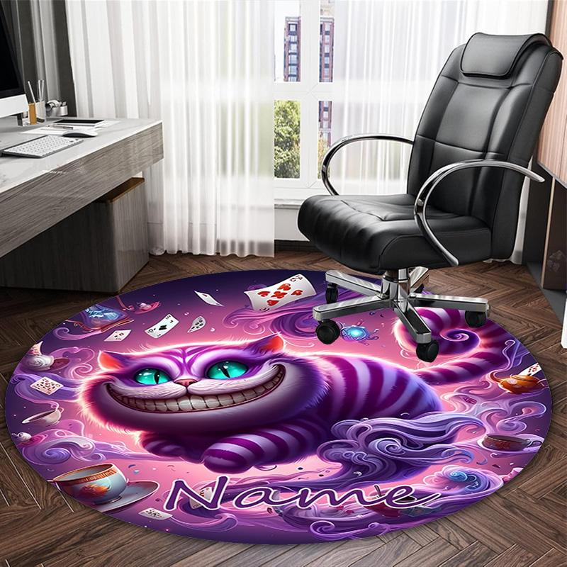 Customizable Cheshire cat1 Round Non-Slip Carpet - Ideal for Garden, Picnic, Office, Perfect for Decoration, Suitable For All Seasons