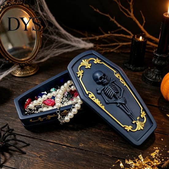Organizzatore Contenitore Teschio Cofanetto Gotico Scatola Portagioie, Statuetta Spettrale in Resina per Oggetti Vari da Scrivania Anelli, Organizzatore da Tavolo Oscuro per Halloween, Unico