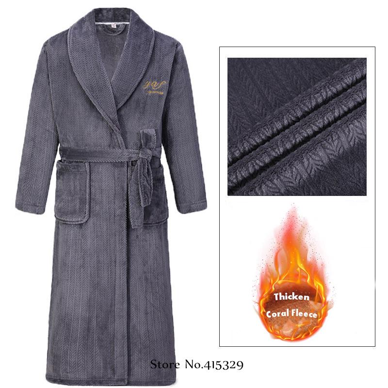 Coral Velvet Bathrobe Shower Kimono Robe Winter New Men's Home Wear Loose Thickened Pajamas