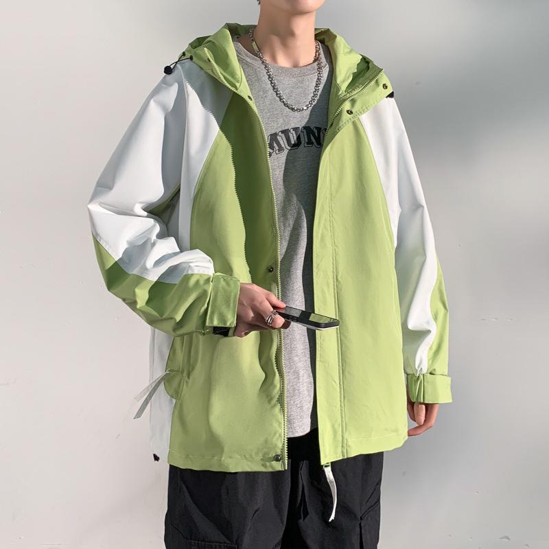 

Куртка мужская весна и осень новая свободная рабочая одежда подходящая по цвету куртка новая повседневная молодежная куртка с капюшоном 4XL