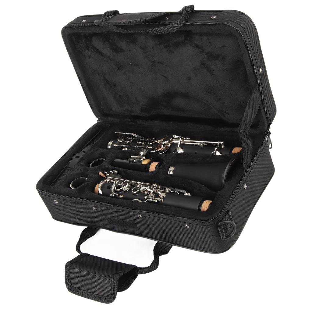 Clarinet Set 17 Key Wood Bb with Cleaning Cloth Reed Screwdriver Box Musical InstrumentBlack