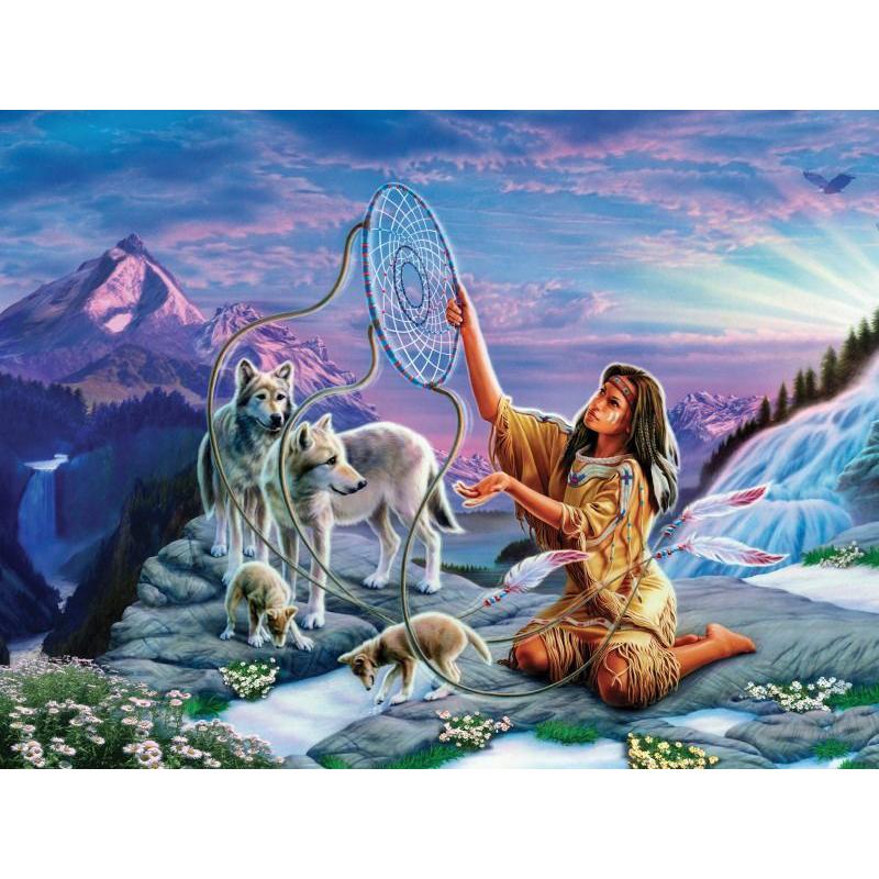 5D bricolaj pictură cu diamant Cross Ctitch kituri lup zăpadă broderie cu diamant animal rotund complet mozaic decor acasă cadou lucrat manual