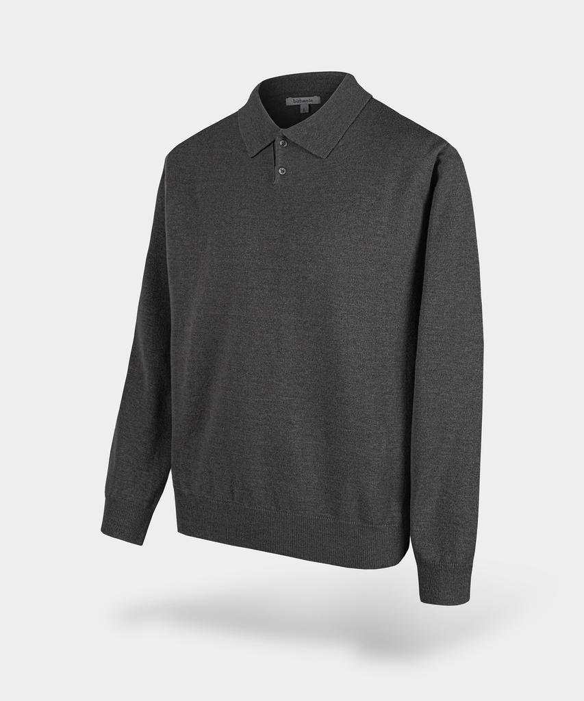 BIRBANTE Soft Washable Collared Knit - Charcoal