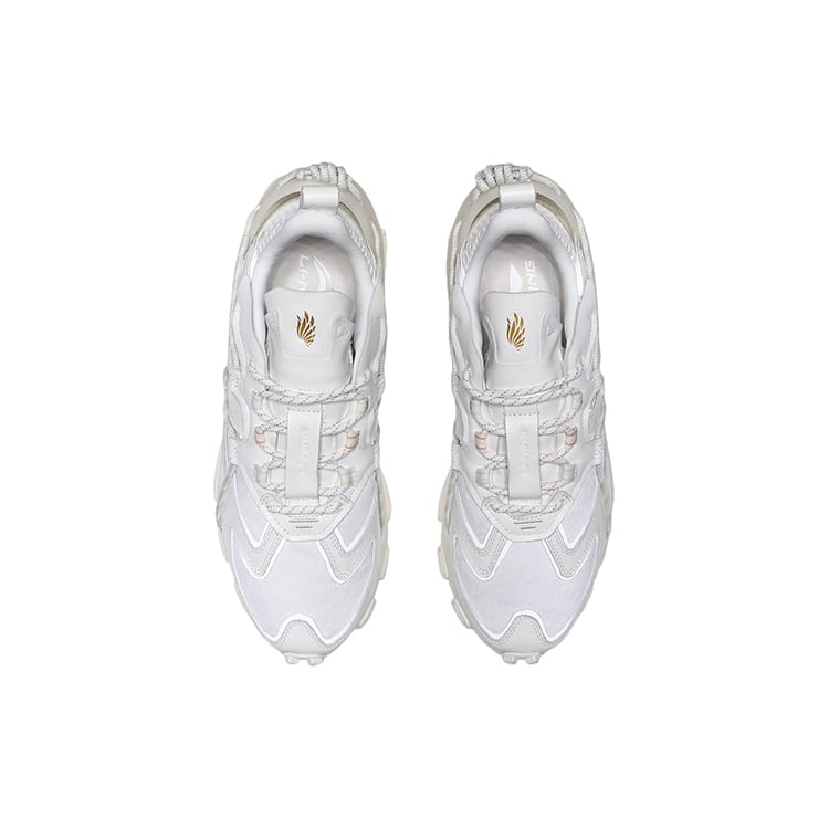 Li Ning CF Tracing Synthetic Leather Cushioning, Wear Resistant Low top Casual Shoes Men's White AGCQ621-6