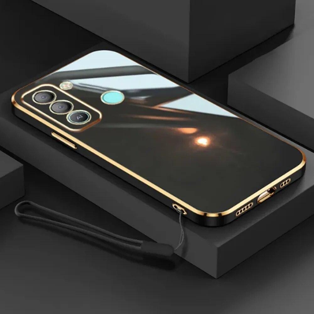 

Для Tecno Pop 5 LTE чехол Tecno Pop 5 Pro чехол для телефона Роскошный противоударный силиконовый чехол с квадратным покрытием BD4 BD4i BD4a Чехлы For Tecno Pop 5 LTE&Case & Strap серый/чёрный