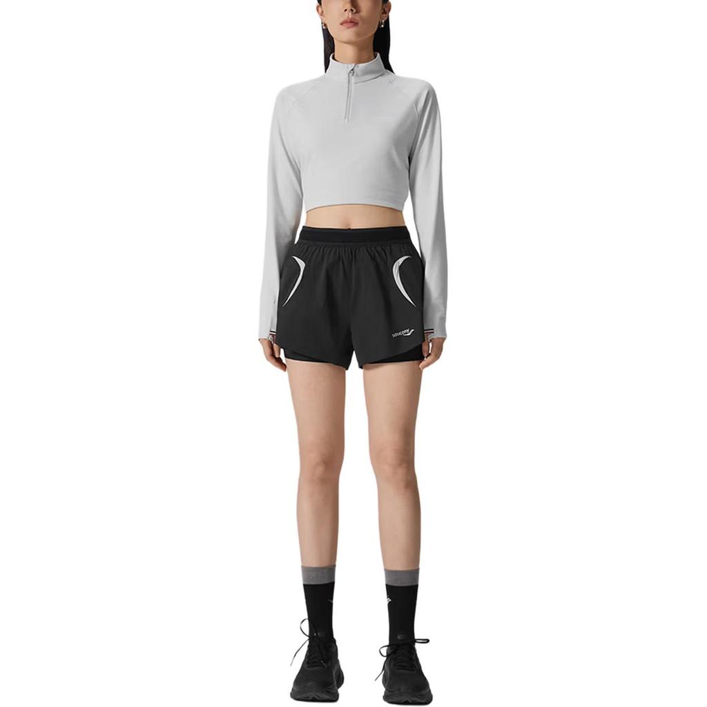 SAUCONY Comfortable Color Block Elastic Sports Shorts Women Shorts SA1269DP31R-BK001