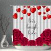 Love Shower Curtain Romantic Lover Rose Flower Piano Balloon Petal Bicycle Print Pattern Washable Household Decoration With Hook