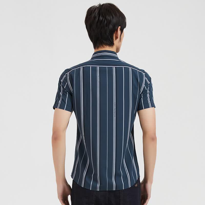 Men's Vintage Striped Short Sleeve Casual Shirt