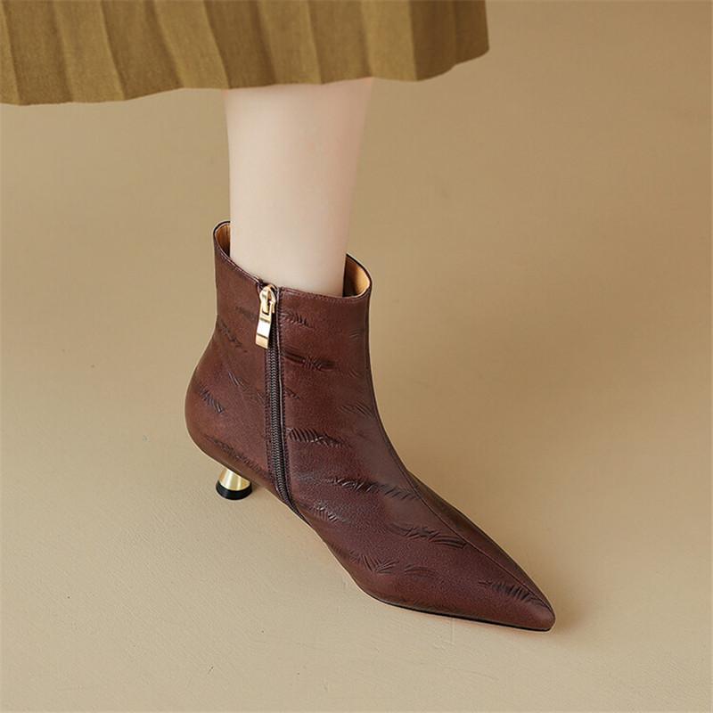 Mode Nouvelles Bottes d'Automne en Cuir Véritable pour Femmes Mode Bout Pointu Bottes de Chevalier pour Femmes Bottines Femmes Fait Main Botines Mujer