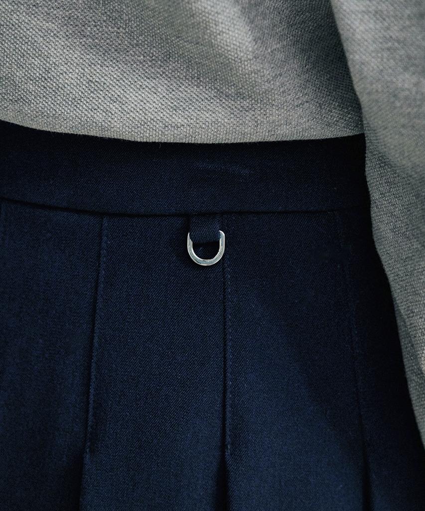 SERGIO TACCHINI W Tr Asymmetrical Pleated Skirt (Navy)