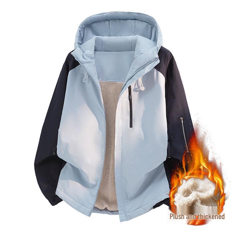 Men's Hooded Jacket: Autumn/Winter 2025, Plus Velvet, Trendy American Style, Outdoor Mountaineering, Casual Workwear.