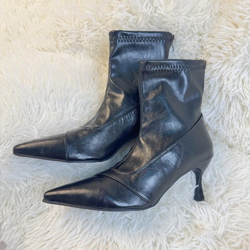 Designer Spring Thick Heel Women Ankle Boots Elegant Pointed Toe Soft Leather Shoes Street Style Modern Short Botas Para Mujer
