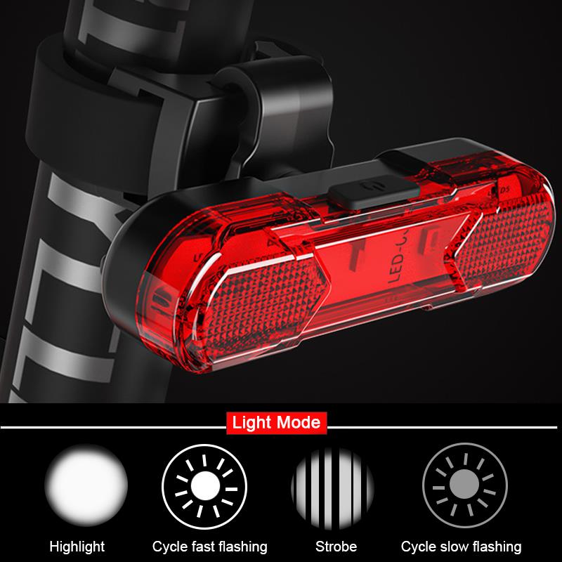 LED Bike Tail Light Rechargeable 4 Lighting Modes Bicycle Rear Warning Lamp Night Riding Safety Light for MTB Bike Accessories 7