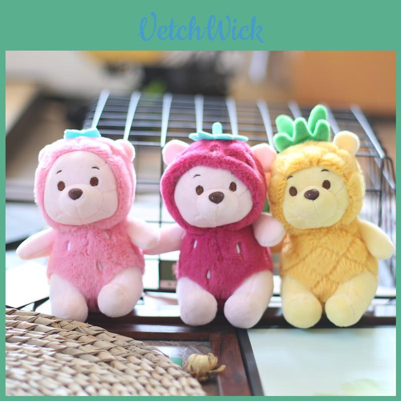 Adorable Pineapple Bear Plush Keychain Cute Short Plush Toy Bag Charm 13cm