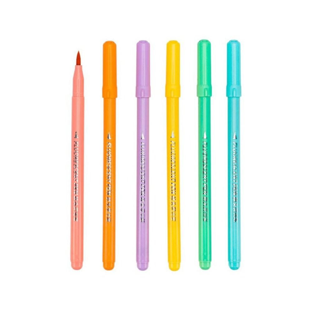 6 bucăți/Set Marcatori cu vârf moale Pen Pensule multicolore Set nou de marcatori