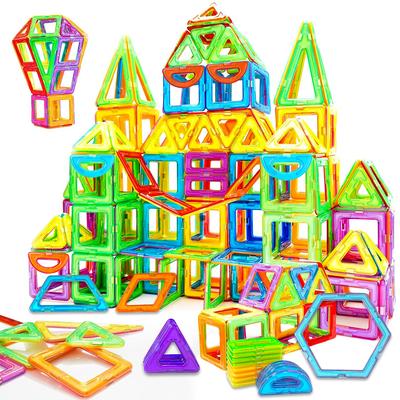 Blocos de Construção Magnéticos 3D Conjunto Construtor STEM Para Crianças Brinquedos Educacionais Blocos de Construção Magnéticos de Múltiplas Formas 35/65/95 Peças