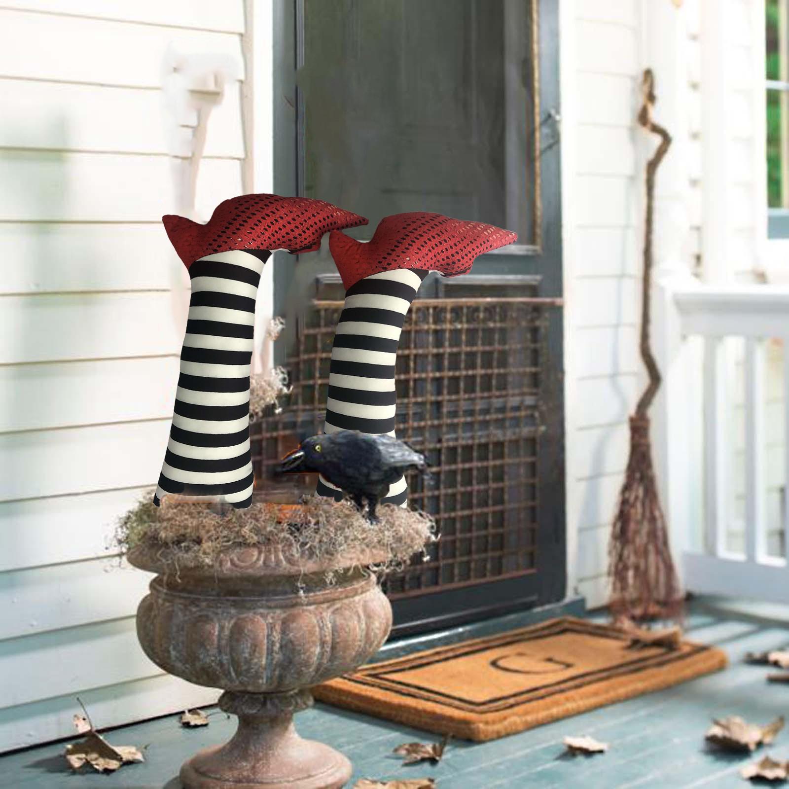 

Хэллоуин ведьма падение ведьма метла садовые украшения для сада в горшке One Size белый