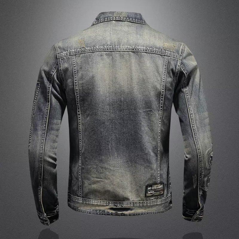 Men's Spring and Fall Personality Unique Denim Jacket
