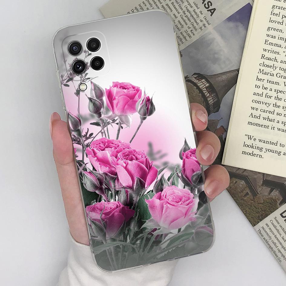 Phone Case For Samsung Galaxy A22 4G 5G Cover Silicone Transparent Fashion Love Heart Butterfly Protective For Samsung A 22 Capa