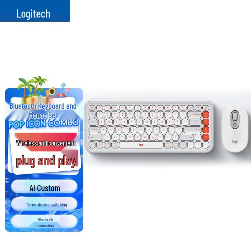 Logitech POP ICON COMBO Wireless Keyboard and Mouse Set