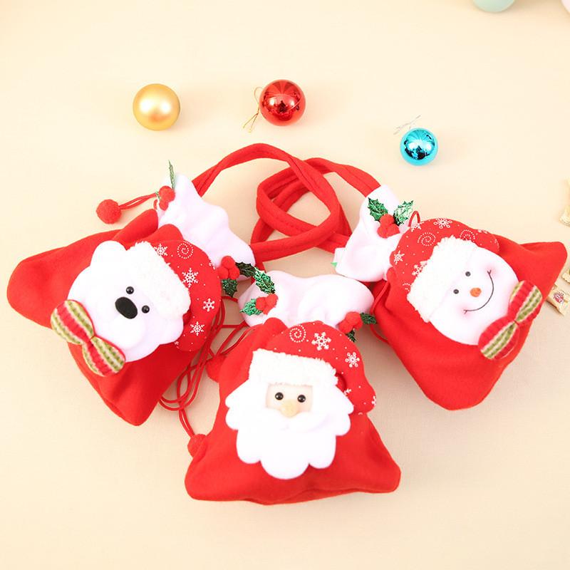 Unique Christmas Handheld Bags Great For Treats Featuring Santa Snowman And Styles Bear