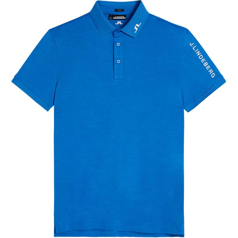 J.LINDEBERG Logo Print Slim Fit Short Sleeve Polo Shirt Men Polo Shirts Blue GMJT07645-O478