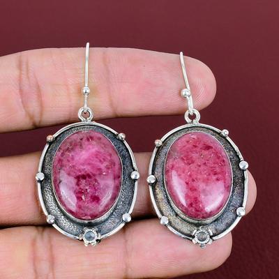 Rhodonite Earring 925 Sterling Silver Earring Genuine Gemstone Jewelry Handmade Earrings Dainty Earring Gifts for Her Unique Design Jewelry