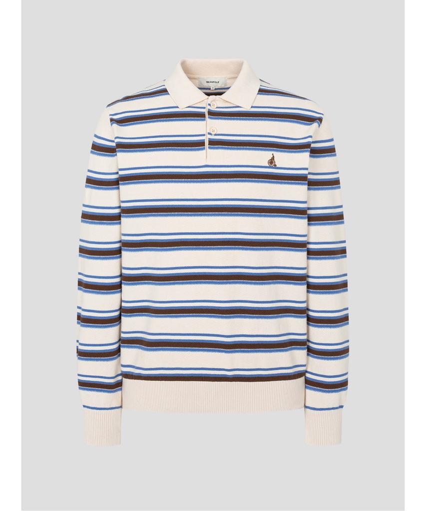Binpolmen Multi-Stripe Collar Neck Knit Beige