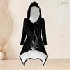 Women Plus Size Hooded Long Sleeve Printed High Low Top And Fitted Pants Two Piece Set