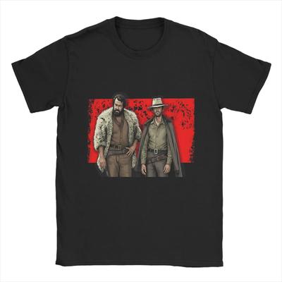 Bud Spencer and Terrence Hill  Pure Cotton T-Shirt For Men's Summer  Streetwear T-Shirts O Neck Novelty Tee Cheap Clothing