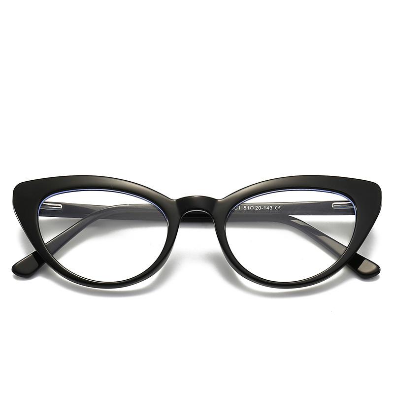 TR90 Cat Eye Glasses for Women Optical Flat Lens Anti Blue Light Glasses Elastic Mirror Legs New Fashion Glasses