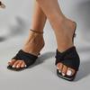 Fashion Summer 2025 High Heel Sandals Pink Women's Slippers Women Outdoor Wear Half Slippers Thin Heel Slip-On Shoes Black Sandals
