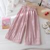 Girls' Summer Casual Pants Korean Loose Lace Wide Leg Pants Breathable Straight Leg Pants