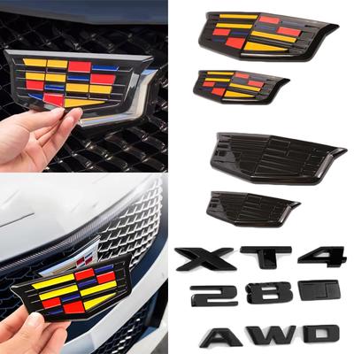 ABS Car Front Grille Emblems Rear Trunk Decals for XT4 28T AWD Logo Letters Fender Badge Cover Sticker Auto Accessories