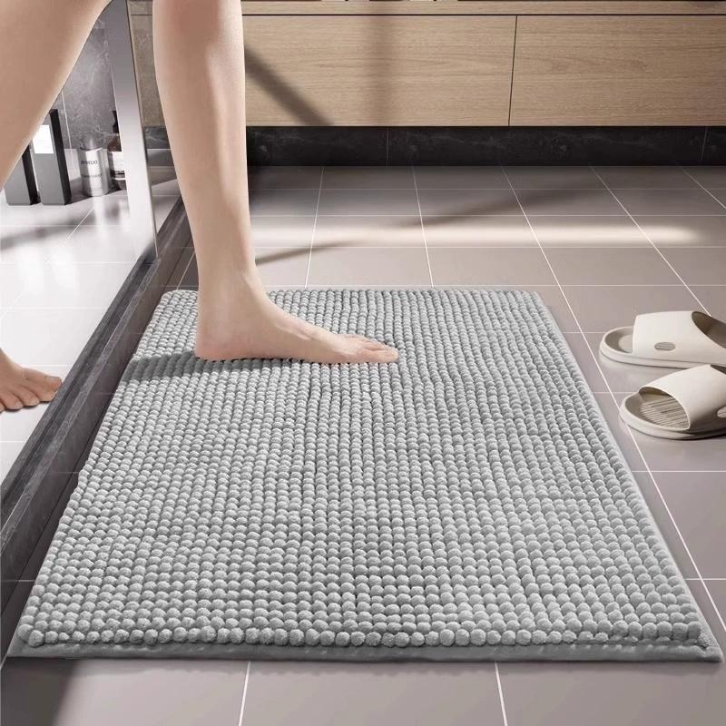 Chenille Bath Mat Super Soft Absorbent  Extra Dense Non-Slip Bathroom Rug Doormat